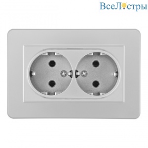 Розетка двойная с/з и шторками Arte Milano SET16-double-40-2 silver