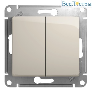 Выключатель 2-клавишный, сх.5, 10AX Systeme Electric Glossa Молочный GSL000951