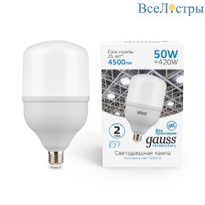 Лампа светодиодная Gauss E27 50W 6500K матовая 63235