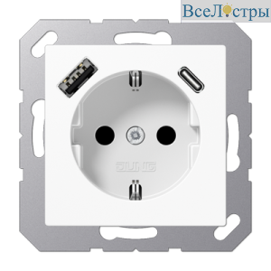 Розетка 2K+З USB Typ AC Jung A1520-15CAWW
