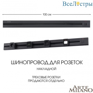 Накладной шинопровод с выключателем Arte Milano Am-track-sockets 385201TOB/100 Black