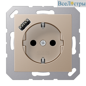 Розетка 2K+З USB Typ A Jung A1520-18ACH