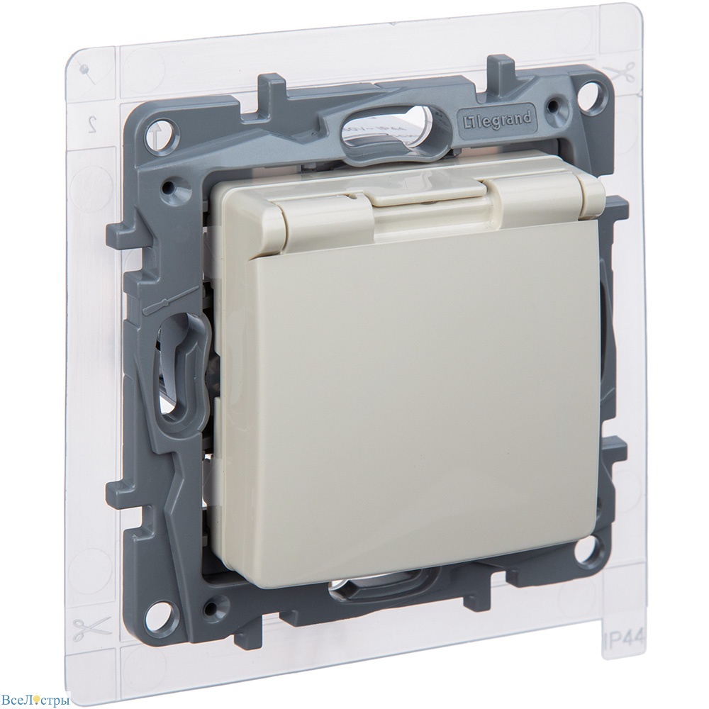 розетка 2к+з ip44 legrand etika слоновая кость 672326