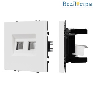 Механизм сдвоенной телефонной розетки Arlight SCT-NOBE-MTL2-SFPL-WH (RJ-11, 4C) (Белый кварц) 054308