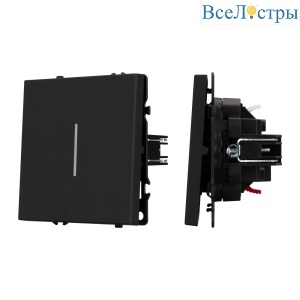 Механизм выключателя одноклавишный проходной Arlight LED SWT-NOBE-MKP1-SFPL-L-BK (230V, 10A) 054261