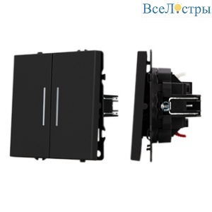 Механизм звонкового выключателя двухклавишный Arlight LED SWT-NOBE-MKR2-SFPL-L-BK (230V, 10A) (Черный оникс) 061742(1)
