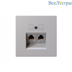 Интернет-розетка RJ45 двойная с накладкой, цвет Черный матовый (soft touch) Jasmart FD6106PWM