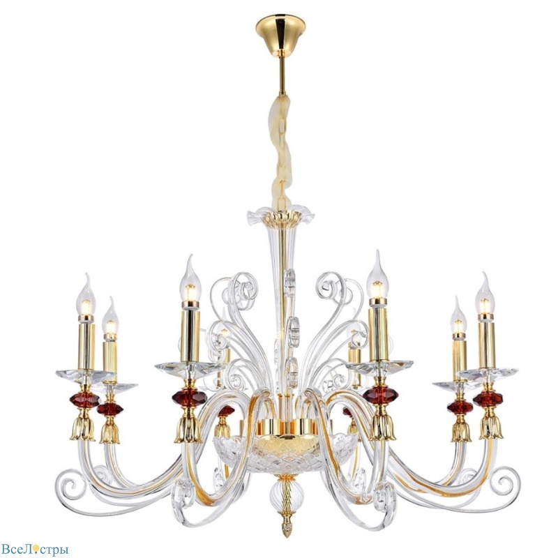 подвесная люстра crystal lux catarina sp8 v2 gold/transparent-cognac