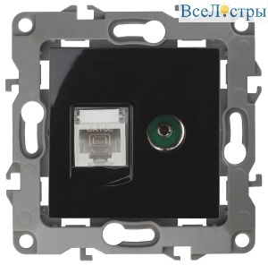 Розетка комбинированная RJ45+TV Эра 12-3110-06 Б0027446