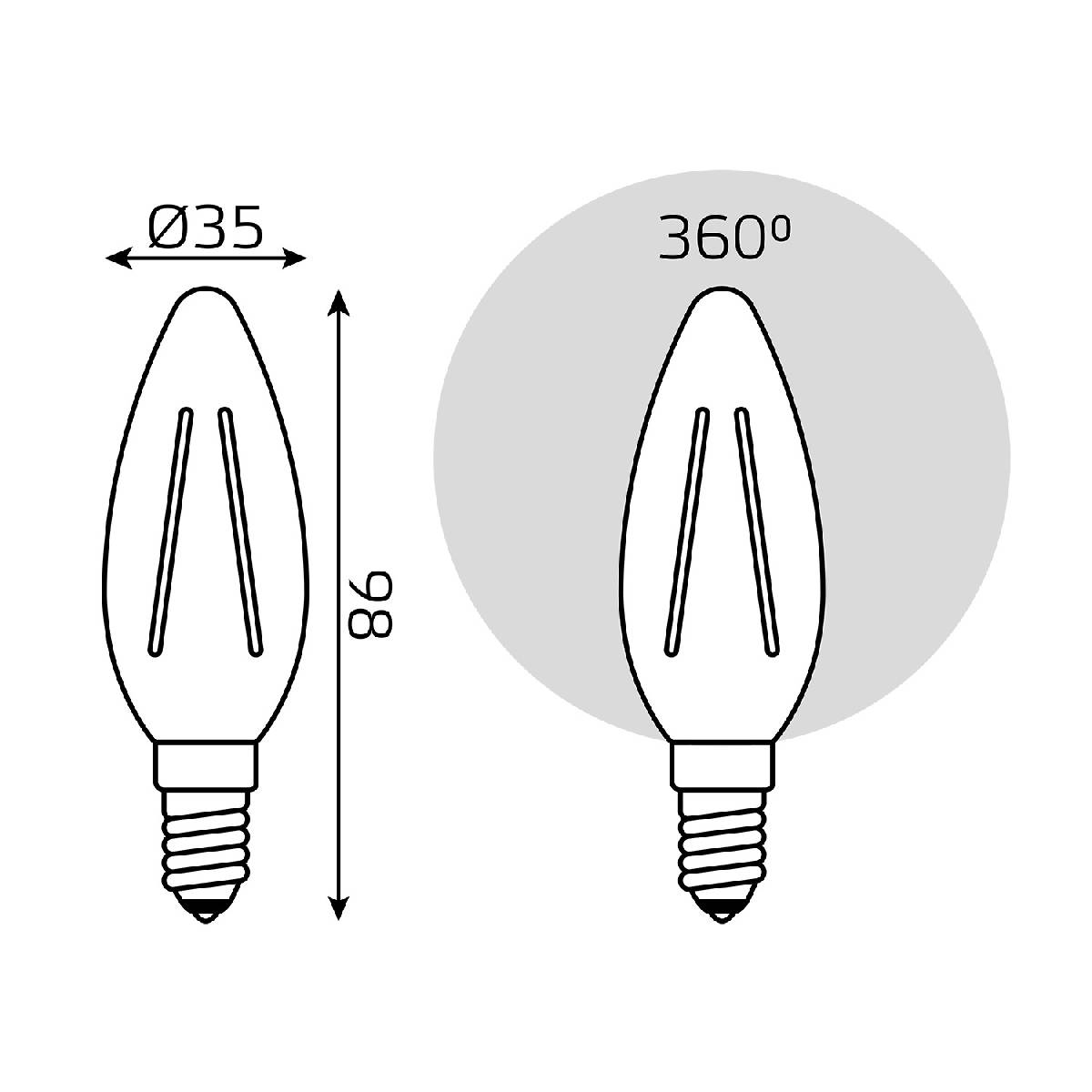 лампа светодиодная gauss filament e14 7w 2700k 103901107t