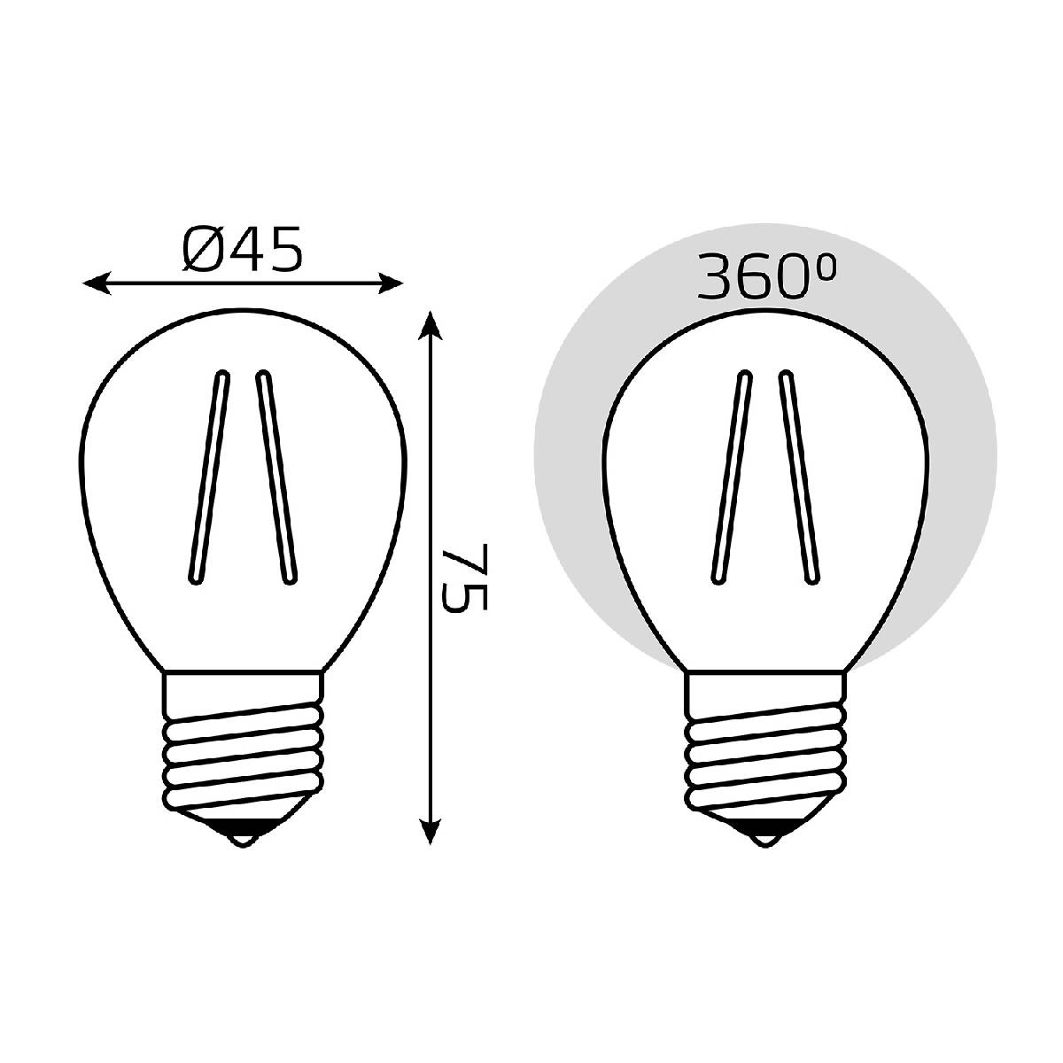 лампа светодиодная gauss basic filament e27 5,5w 4100k 1051226t