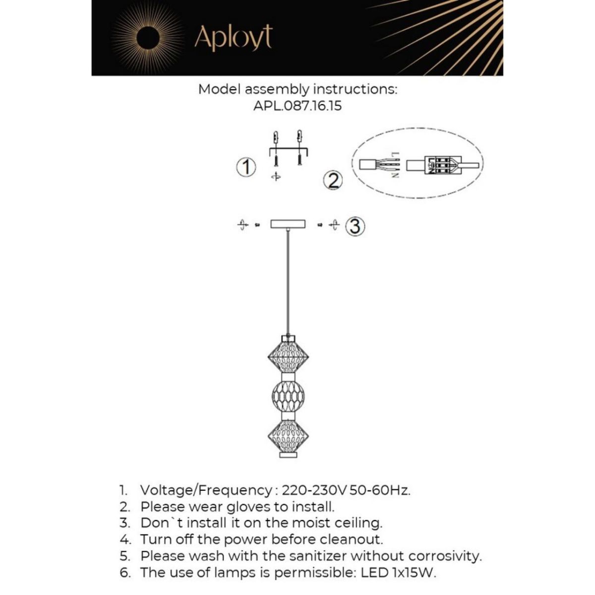 подвесной светильник aployt otylia apl.087.16.15