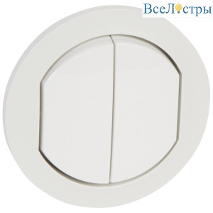 Лицевая панель Legrand Celiane выключателя двухклавишного белая 067802
