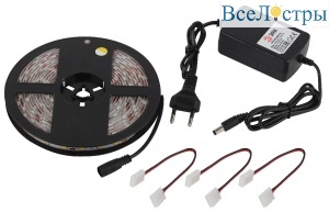 Комплект светодиодной ленты Эра 12В 5050 14,4Вт/м 2700K 5м IP65 5050kit-14,4-60-12-IP65-2700-5m Б0043069