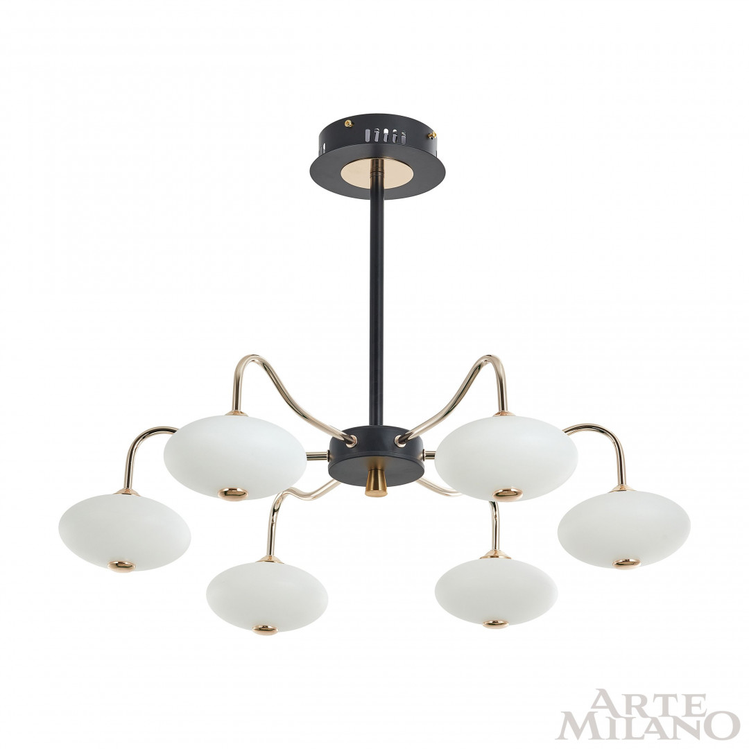 люстра на штанге arte milano neapolis 273908/6 bk/gd