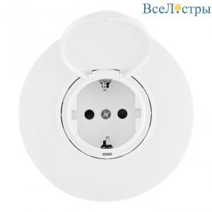 Розетка круглая с/з и шторками, защитной крышкой и рамкой Arte Milano SET08-1-41-1 white