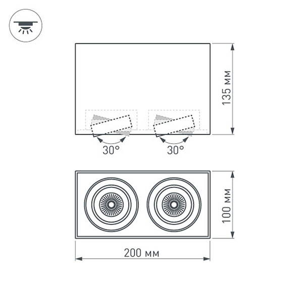 накладной светильник arlight sp-cubus-s100x200-2x11w warm3000 023084(2)