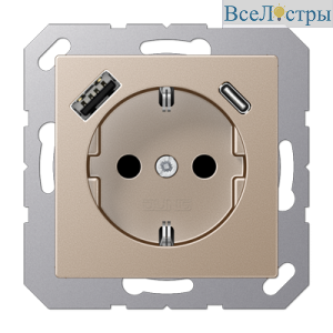 Розетка 2K+З USB Typ AC Jung A1520-15CACH