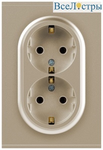 Розетка Эра Arktik 16-2105-04 двойная с заземлением 2X2P+E Schuko со шторками 16А-250В шампань Б0070457