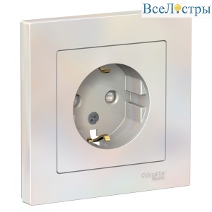 Розетка с/з со шторками, 16А Systeme Electric AtlasDesign Жемчуг ATN000444