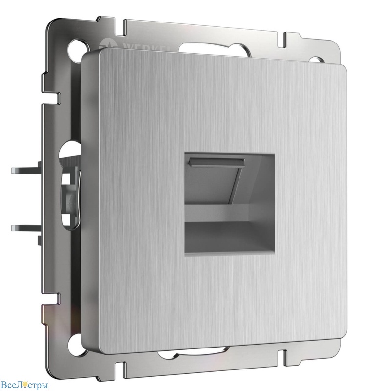 розетка ethernet rj-45 werkel cеребряный рифленый w1181009 4690389159886