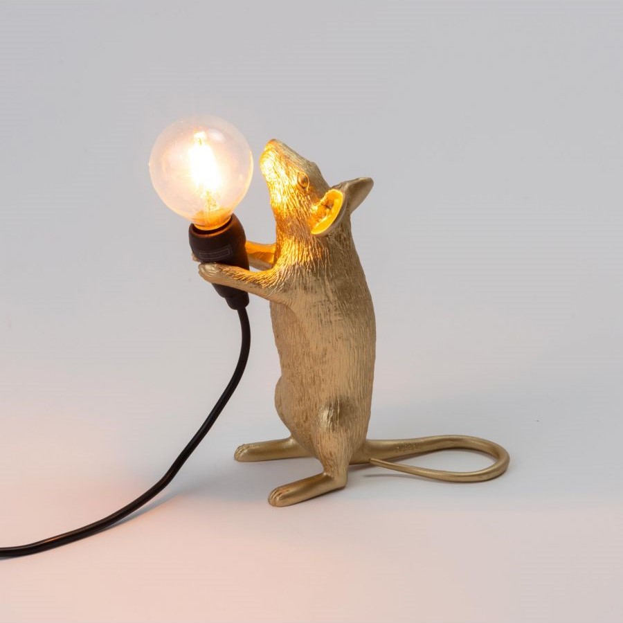 настольная лампа mouse lamp standing gold usb seletti