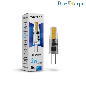 Лампа светодиодная Voltega G4 2W 4000K прозрачная VG9-K1G4cold2W-12 7143