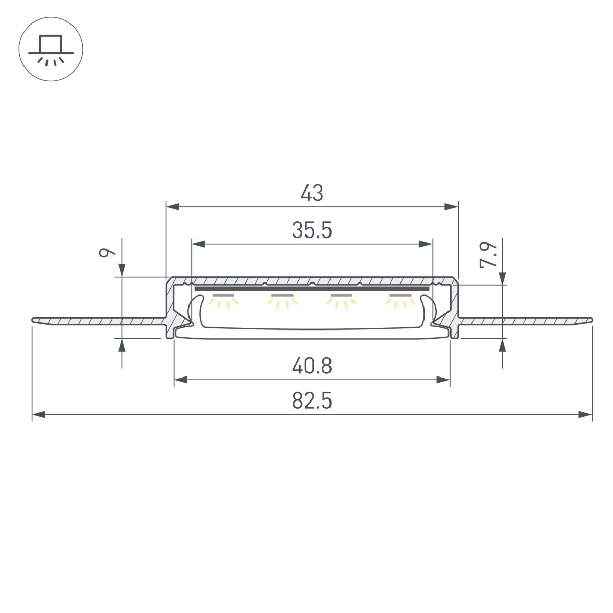 профиль arlight sl-linia40-fantom-2000 anod (алюминий) 063907