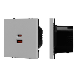 USB Розетка тип A+C софт-тач никель Arlight SCT-MUAC-SFPL-FC-IS (65W, QC3) 059447(1)