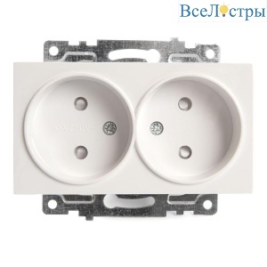 Розетка двойная 2P Stekker Катрин со шторками белый GLS10-7113-01 39573