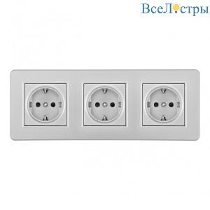 Розетка тройная (трехпостовая) с/з и шторками Arte Milano SET16-3-40-1x3 silver