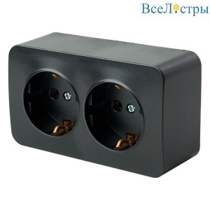 Розетка двойная 2P+PE Stekker София черный матовый MST16-12-05 49498