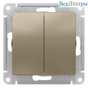 Выключатель двухклавишный проходной Schneider Electric Atlas Design ATN000565