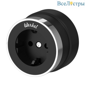 Розетка с заземлением Werkel Vintage черный матовый/хром W5871051 4690389174704