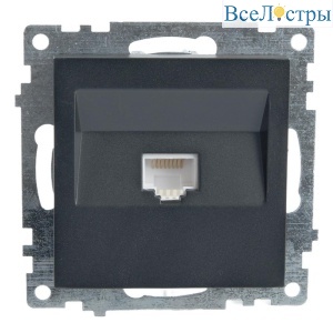 Розетка компьютерная RJ-45 Stekker Катрин графит GLS00-7107-06 49418