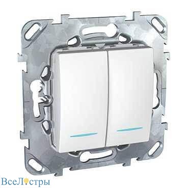 выключатель двухклавишный с подсветкой schneider electric unica mgu5.0101.18nzd