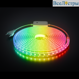Комплект светодиодной ленты Apeyron 220В 12Вт/м, RGB, SMD5050, 60д/м, 5м, IP65 10-146 (контроллер - 1шт, заглушка - 1шт, крепеж - 5шт)
