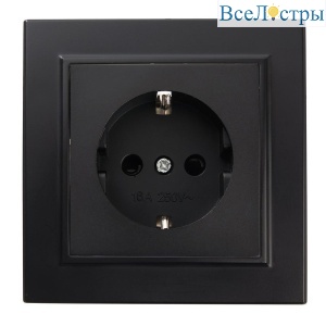 Розетка 2P+PE Stekker Эрна со шторками черный PST16-9010-03 39479