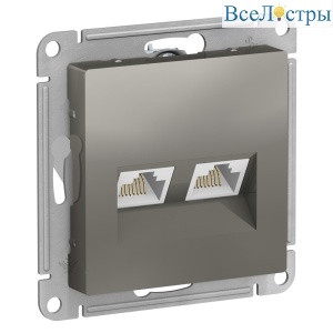 Розетка двойная компьютерная RJ45+RJ45, кат.5E Systeme Electric AtlasDesign Сталь ATN000985