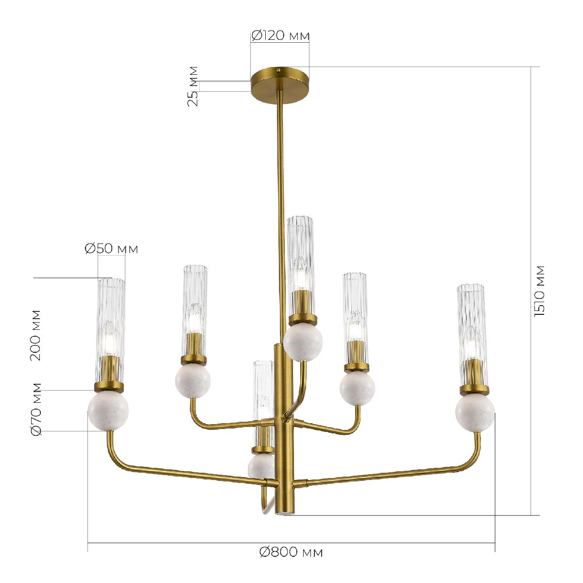 люстра на штанге st luce medea sl1244.303.06