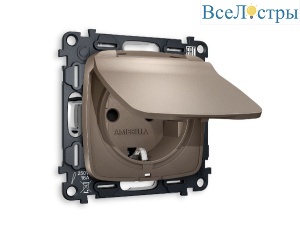 Комплект механизма розетки с/з со шторками и крышкой Ambrella Volt Omega MO638010