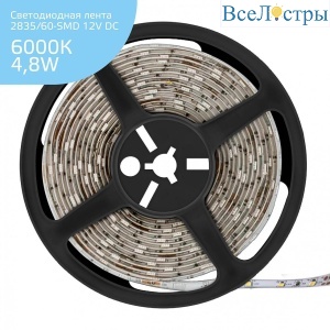 Светодиодная лента Gauss 4,8W/m 60LED/m 2835SMD холодный белый 5M 355000305