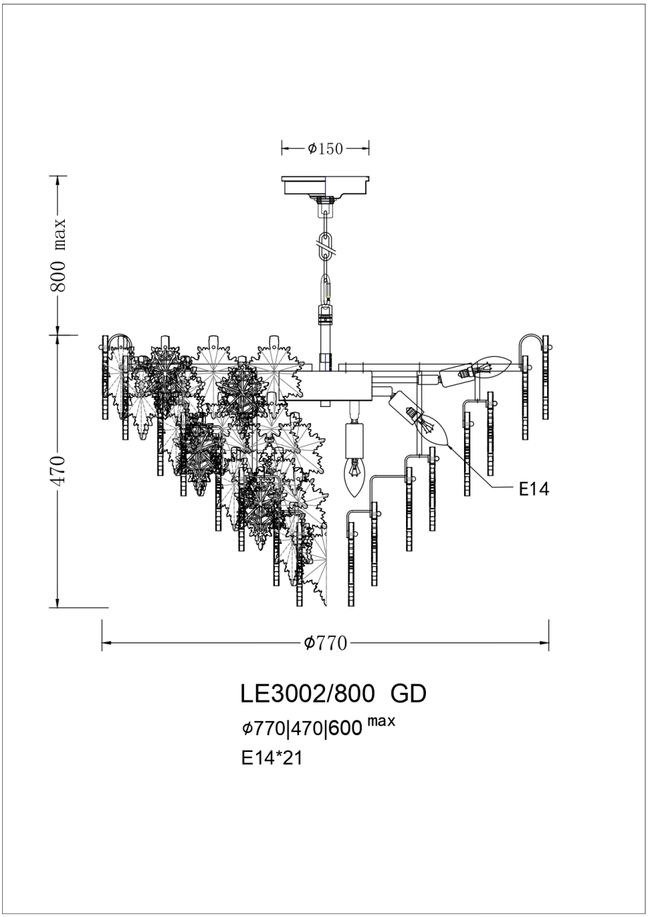 подвесная люстра erable le3002/800 gd