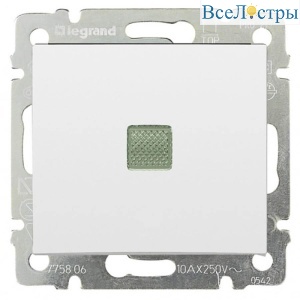 Переключатель одноклавишный промежуточный Legrand Valena 10A 250V с подсветкой белый 774448