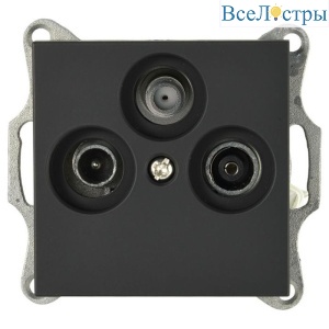 Розетка Jasmart TV-FM-SAT проходная W с накладкой черный матовый (soft touch) G6207PB