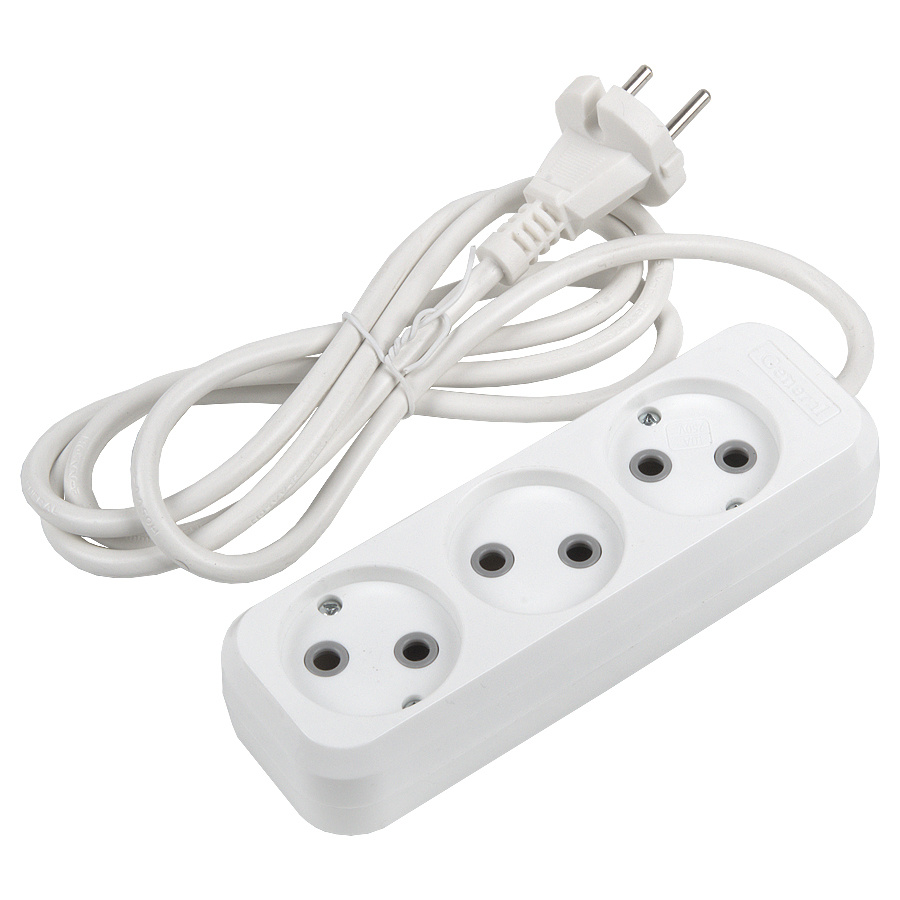 удлинитель бытовой general ges-10-2x075-3-7m 470081