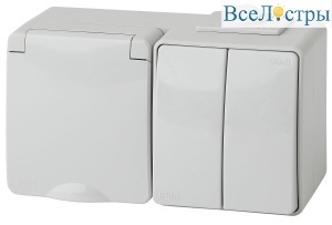 Блок розетка + выключатель двойной Эра 11-7602-03 Б0035994