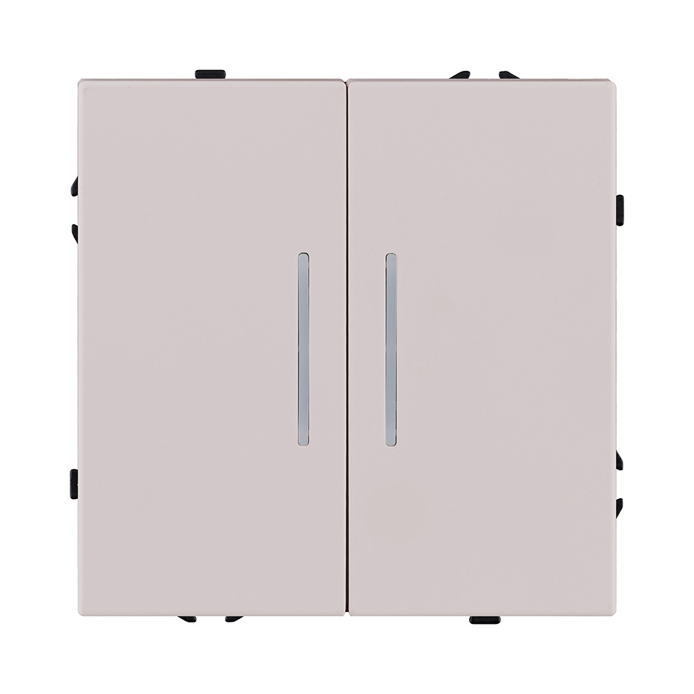 выключатель 2-клавишный 10а/250в с led подсветкой, кашемир матовый kollinger eclipse ec-010cm