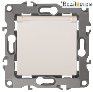 Розетка 2P+E Schuko со шторками с крышкой Эра 12-2103-02 Б0014694