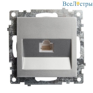 Розетка компьютерная RJ-45 Stekker Катрин серебро GLS00-7107-03 39585